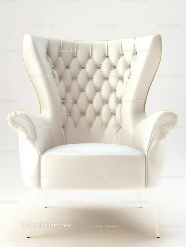 Elegant White High-Back Tufted Armchair for Modern Interior