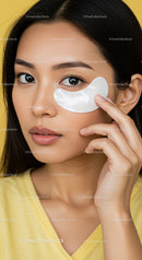Young Woman Applying Eye Patch for Skin Care Treatment