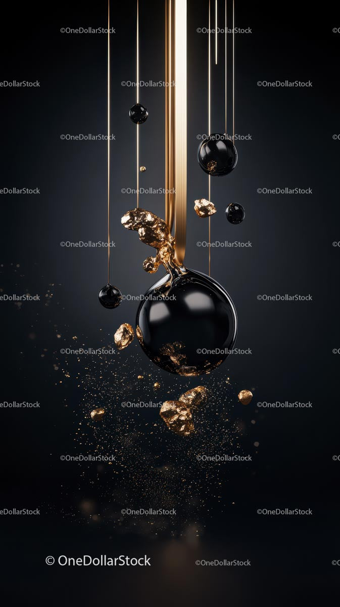 Luxury Black and Gold Decorative Art Composition