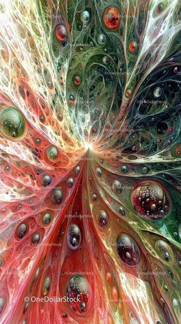 Vibrant Abstract Fractal Art with Glowing Orbs and Swirling Patterns