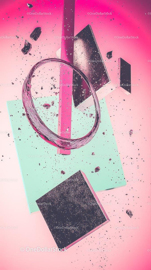 Abstract Urban Destruction Scene with Flying Concrete Debris