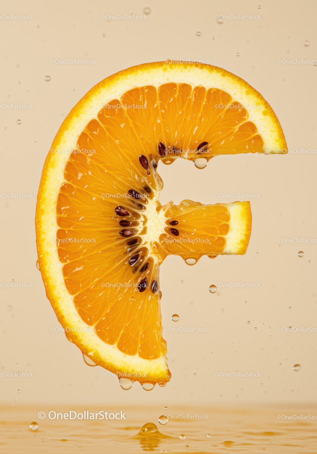 Fresh Orange Slice Shaped Like Euro Symbol