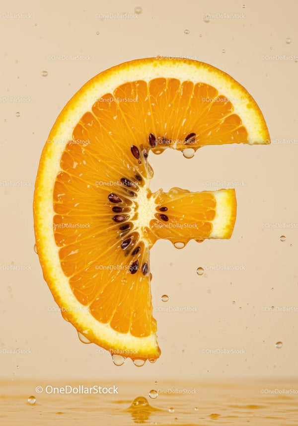 Fresh Orange Slice Shaped Like Euro Symbol