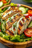 Grilled Chicken Salad with Creamy Herb Dressing and Fresh Vegetables