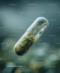 Herbal Capsules Filled with Green Plants for Natural Healing