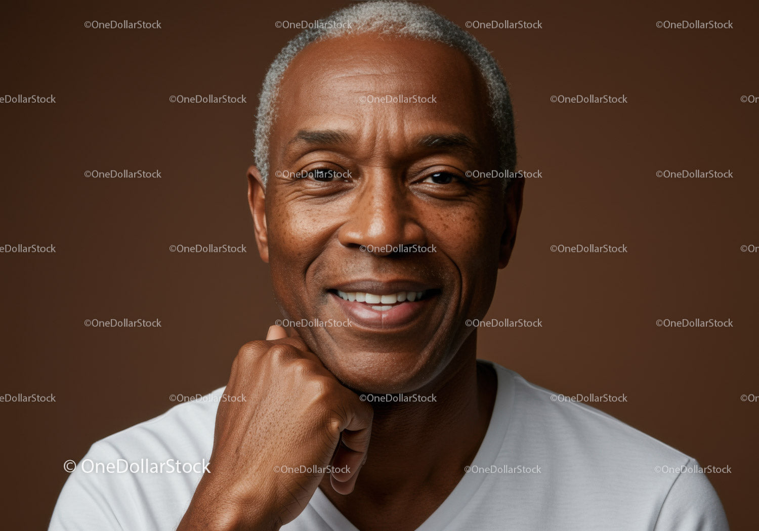 Smiling Elderly Man Portrait with Gray Hair and Warm Expression