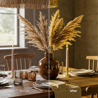 Before and after Cozy Interior LUT Pack effect