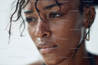 Close-Up of Young Woman with Wet Skin and Natural Glow