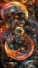 Colorful Cosmic Nebula with Swirling Stars and Galaxies