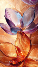 Colorful Glass Flower Art with Luminous Abstract Shapes