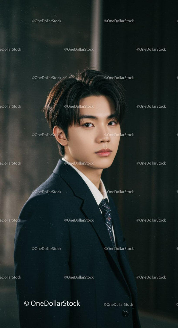 Young Man in Stylish Suit with Confident Expression Portrait