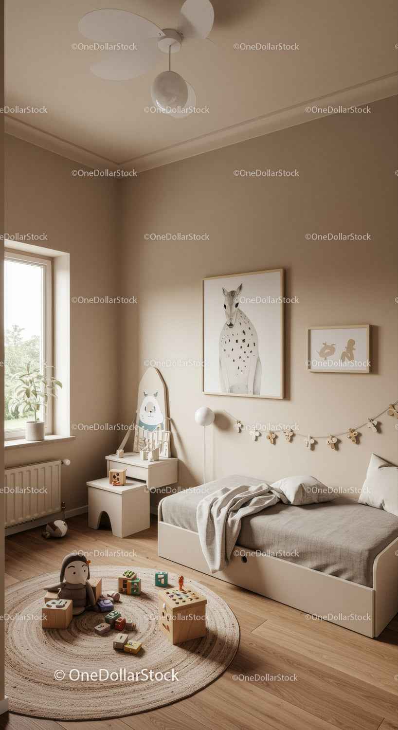 Cozy and Child-Friendly Kids Bedroom with Playful Decor