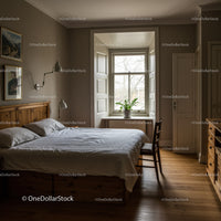 Bright Cozy Bedroom with Potted Plant and Natural Light