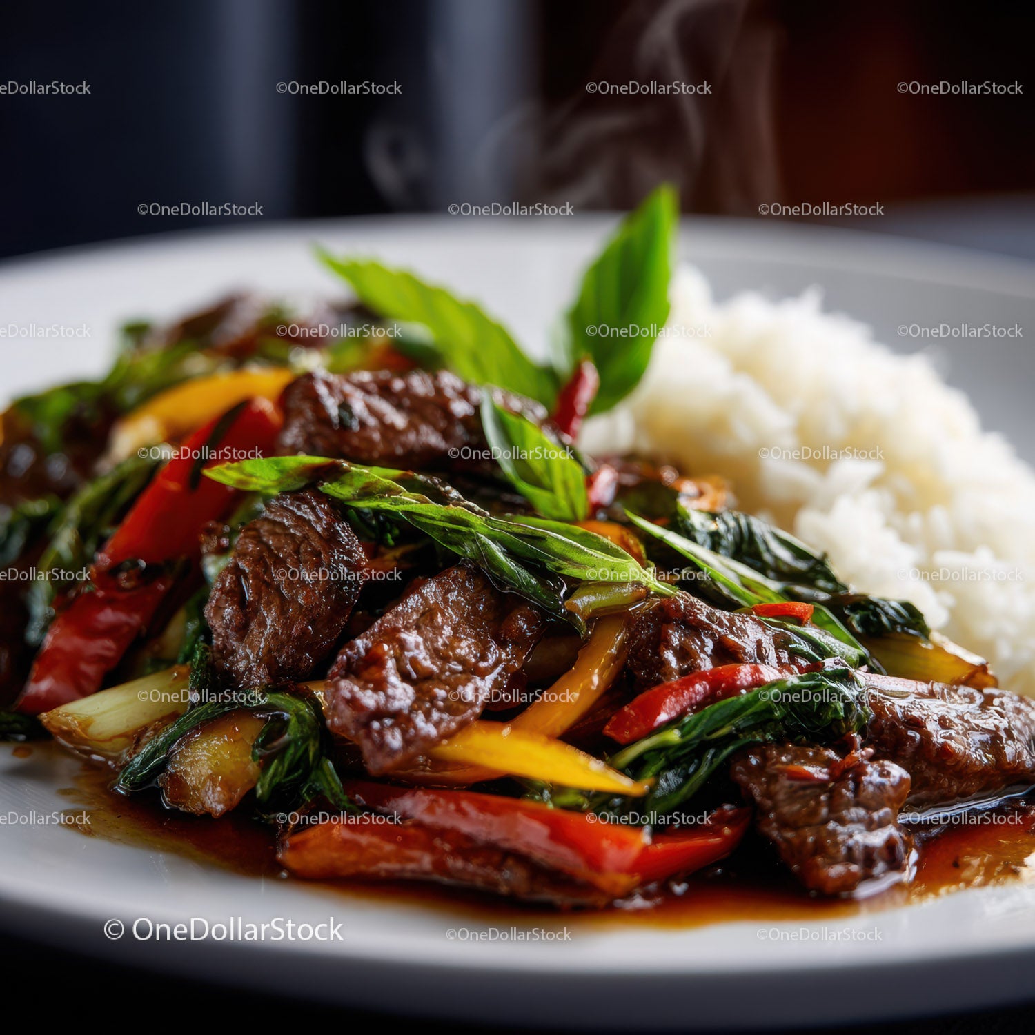 Colorful Beef Stir-Fry with Vegetables and Rice