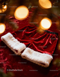 Red Velvet Christmas Shorts with White Fur Trim