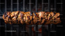 Juicy grilled chicken skewers with onion on barbecue