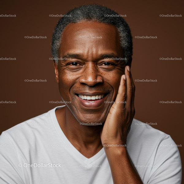 Portrait of Happy Elderly Man with White Teeth and Joyful Expression