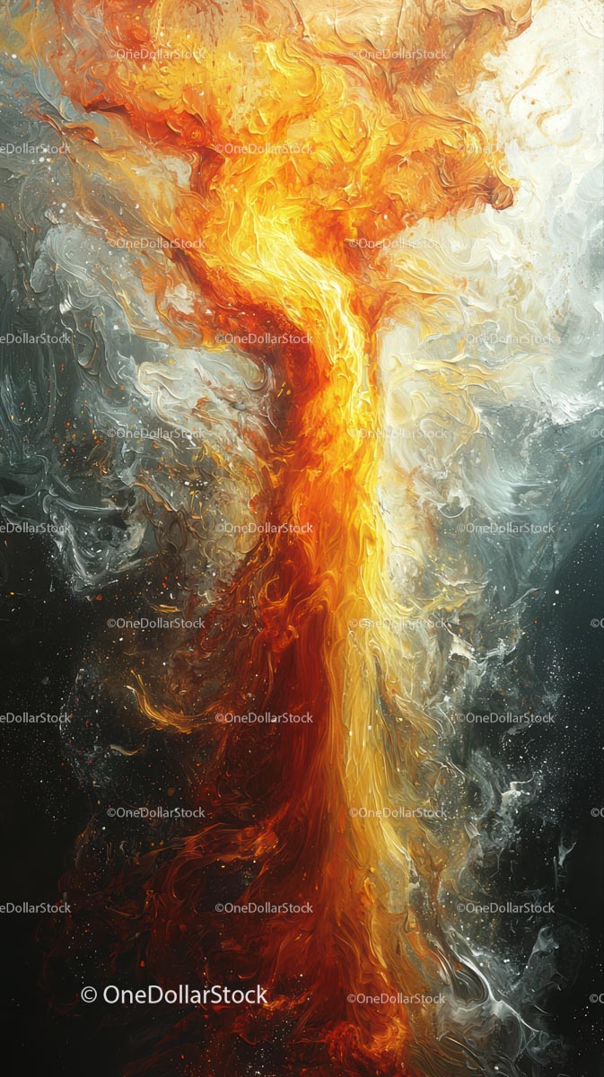 Abstract Fiery Explosion with Vibrant Flames and Intense Colors