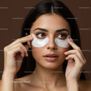 Beautiful Young Woman Applying Under-Eye Patches for Skincare