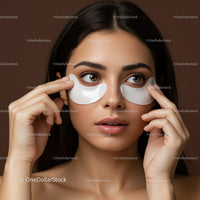 Beautiful Young Woman Applying Under-Eye Patches for Skincare