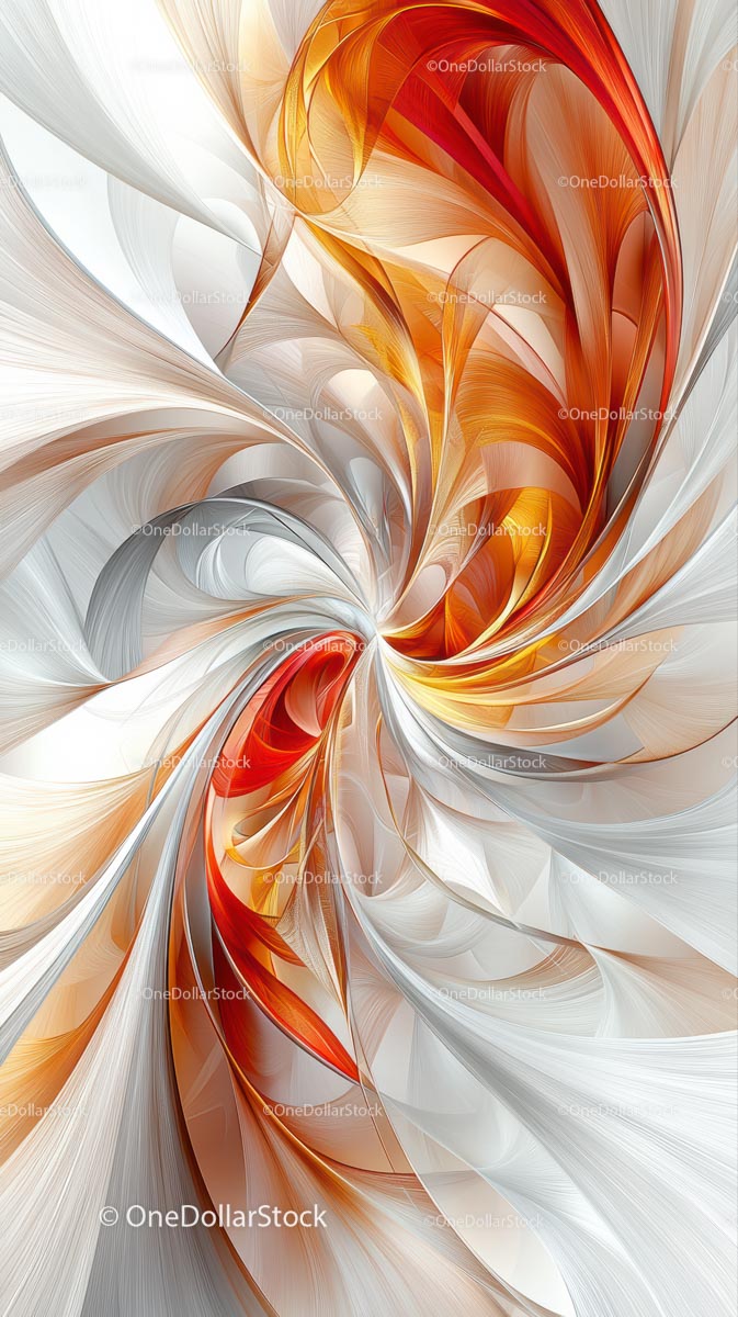 Abstract Swirling Lines with Vibrant Red Orange and White Hues