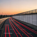 Long Exposure Highway Light Trails at Sunset Overpass