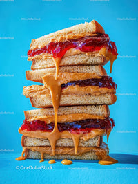 Delicious Stacked Peanut Butter and Jelly Sandwich Delight