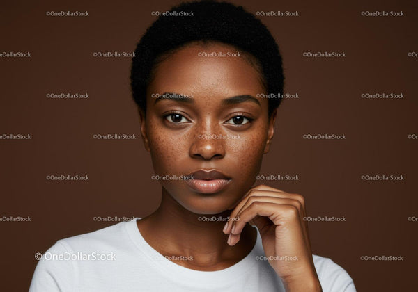Elegant Portrait of a Beautiful Black Woman with Clear Skin and Natural Expression