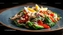 Fresh Chicken Salad with Cherry Tomatoes and Boiled Egg