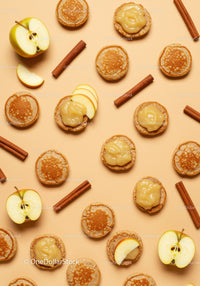 Mini Pancakes with Apple Slices and Cinnamon Sticks