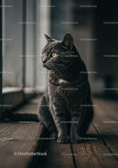 Gray cat gazing thoughtfully by window indoors