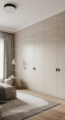 Spacious Modern White Wardrobe in Calm Bedroom Interior