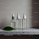Minimalist skincare bottles arranged on marble surface JPG Mockup Image preview
