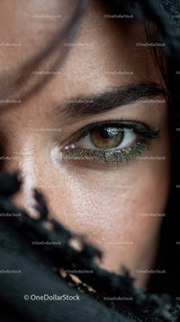 Close-up of Human Eye with Elegant Makeup and Fine Detail