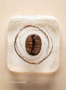 Single Coffee Bean Encased in Clear Ice Cube