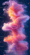 Colorful Cosmic Nebula with Vibrant Gas Clouds and Stars