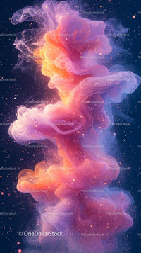 Colorful Cosmic Nebula with Vibrant Gas Clouds and Stars