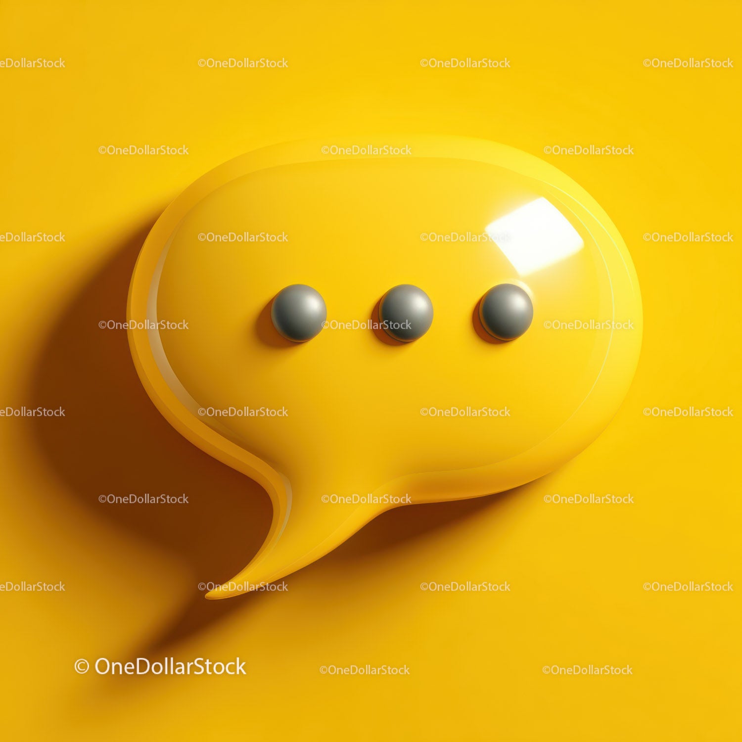 Modern Speech Bubble with Yellow Buttons on Bright Yellow Background