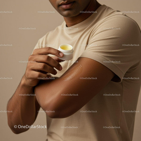 Man Applying Body Lotion to Arm for Skin Hydration