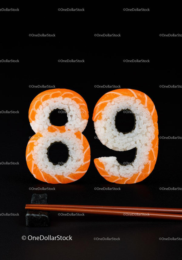 Creative sushi numbers 8 and 9 with chopsticks