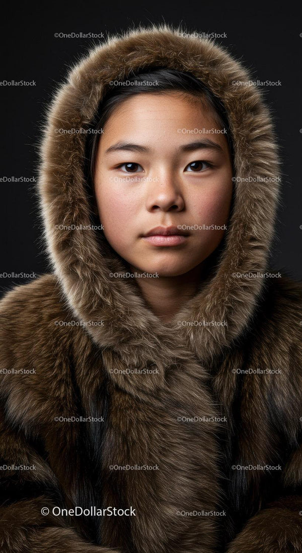 Young Girl in Fur Hooded Winter Coat for Fashion and Lifestyle Use