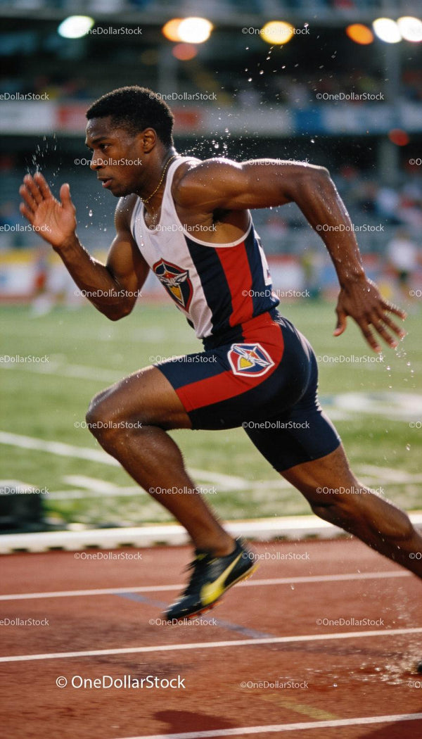 Sprinter Exploding Off the Starting Line in Intense Race