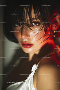 Dramatic Close-Up of a Beautiful Woman with Intense Expression