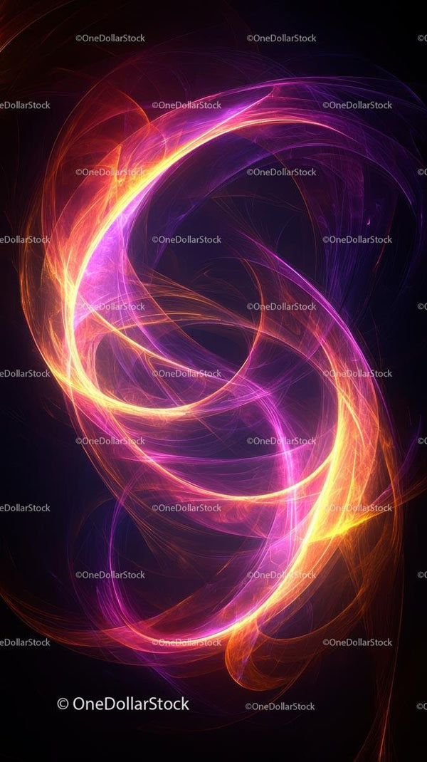 Vibrant Neon Abstract Light Trails with Dynamic Energy Swirls