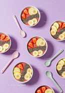 Healthy smoothie bowls with fresh fruit and chia seeds