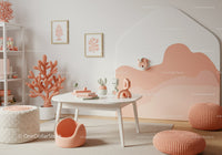 Whimsical Coral Tree and Playful Nursery Decor in Modern Kids Room