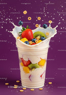 Fresh Fruit and Yogurt Splash in Clear Plastic Cup