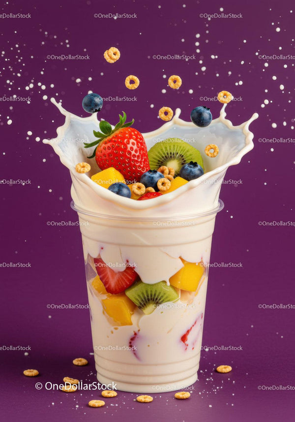 Świeży Owocowy Jogurt w przezroczystym kubku