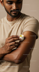 Man Applying Lotion to His Arm for Skin Care and Moisturization