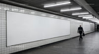 Modern Underground Subway Station with White Boards and Urban Atmosphere